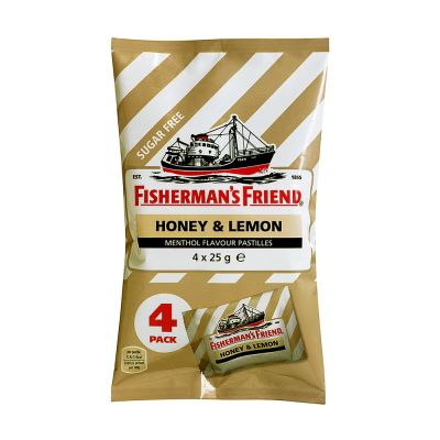 Fisherman's Friend Honey & Lemon Sockerfri, 25 g x4